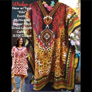 LOWEST🌺 NWT WINLAR LEOPARD DRESS LENGTH CAFTAN COVERUP